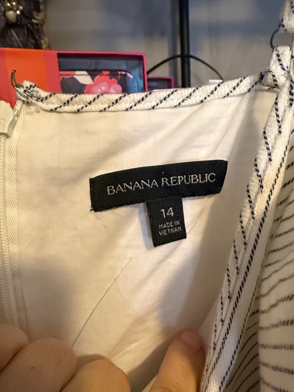 Banana Republic White and Light Gray Pinstripe Sleeveless Midi Dress - Picture 2 of 6